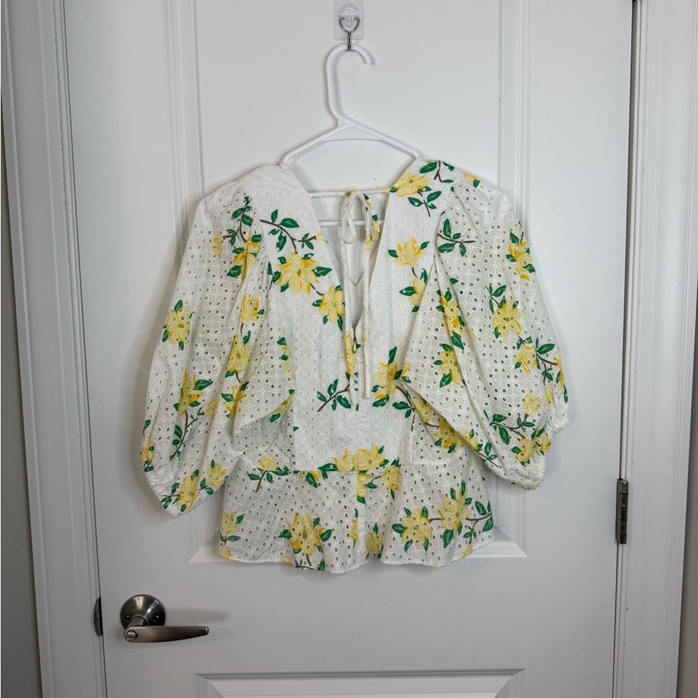 Draper James Terri Tie Back Top in Magnolia Eyelet - Picture 5 of 8